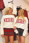 MERRY Plaid Mockneck Sweatshirt
