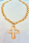 Susan Shaw: Gold Open Cross Necklace