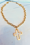 Susan Shaw: Gold Open Cross Necklace