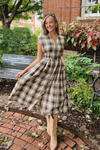 Jess Plaid  Zip Detail Midi Dress - Mocha