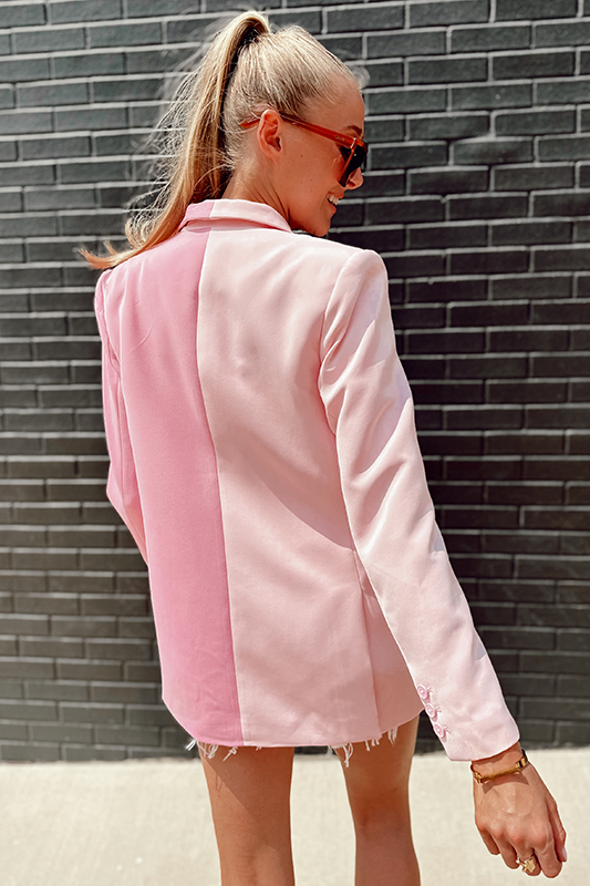 Pink Double Sided Colorblock Blazer