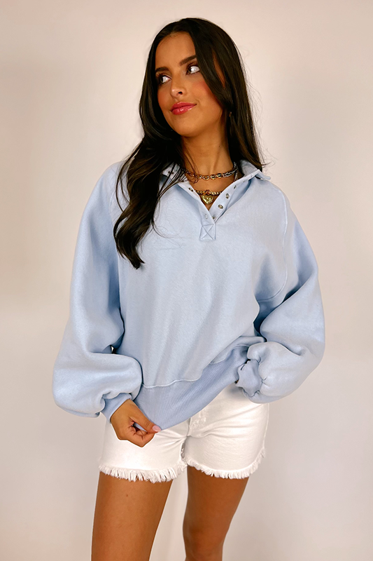 Skies Of Blue Collared Pullover