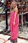Buddy Love: Tiana Lace Midi Dress -Hot Pink