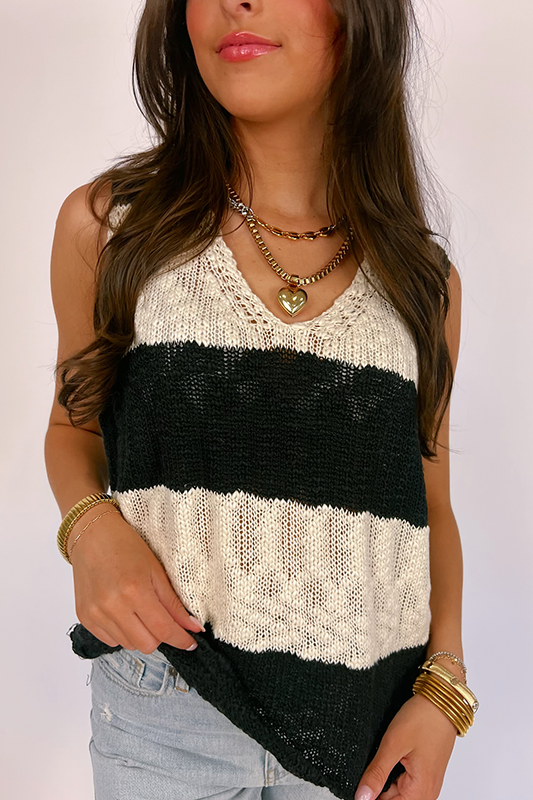 Marin Stripe Sweater Top -Black/Cream