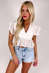 Lacey Trimmed Blouse -White