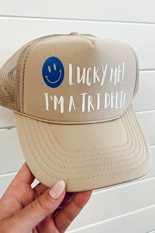 Social Statement: Lucky Me! Trucker Hat -Tri Delta