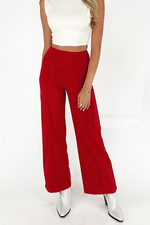 Add Some Flare Wide Leg Pants - Red