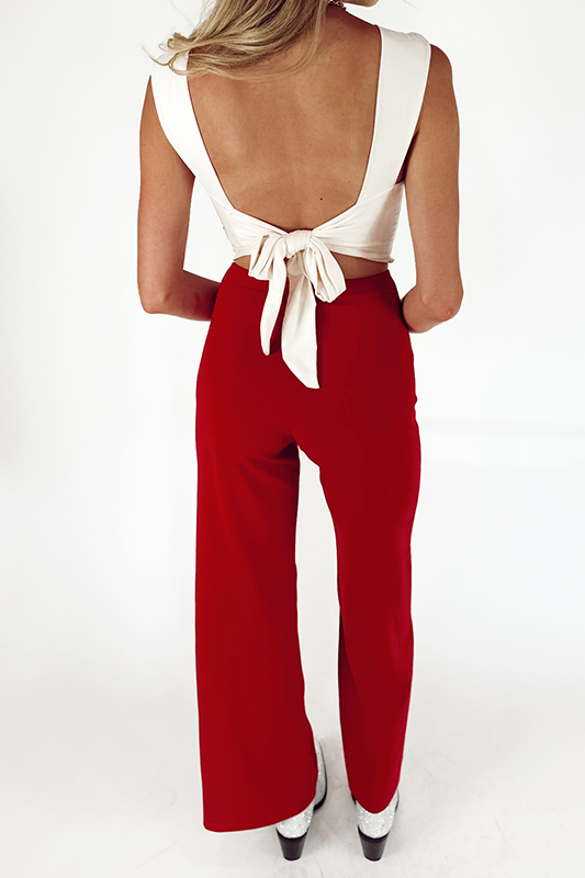 Add Some Flare Wide Leg Pants - Red