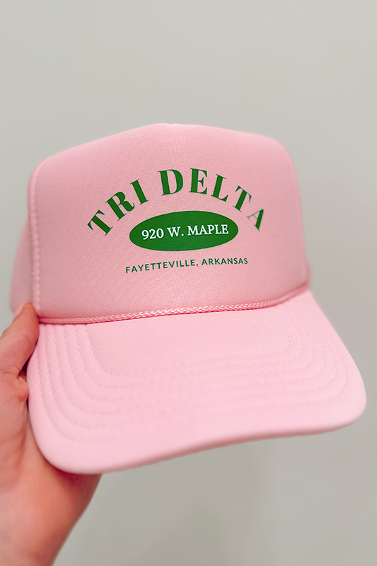 Social Statement: Preppy Address Trucker Hat -Tri Delta