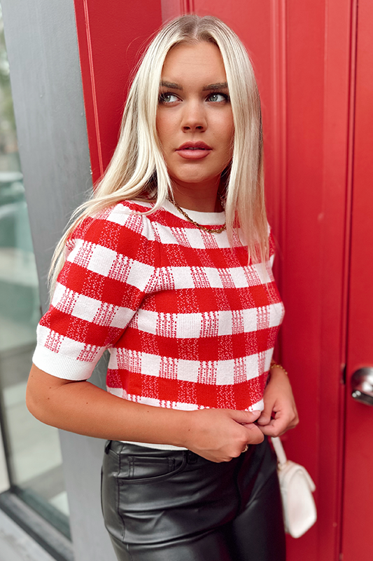 Back Road Red Crop Sweater
