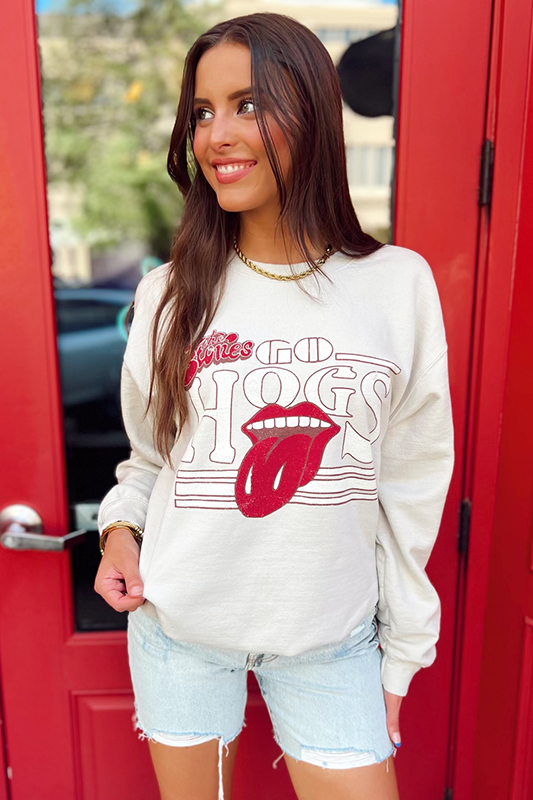 Sand Rolling Stones Go Hogs Stoned Thrifted Sweatshirt