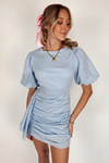 Blue Bliss Ruched Mini Dress