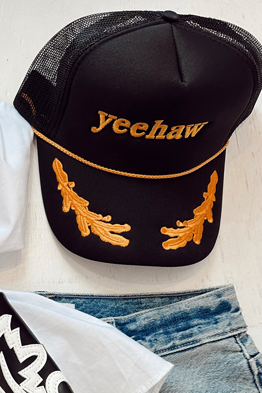 Yeehaw Black/Gold Hat