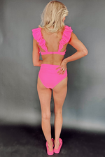 Buddy Love: Vera Ruffle Shoulder Bikini Top -Bubblegum