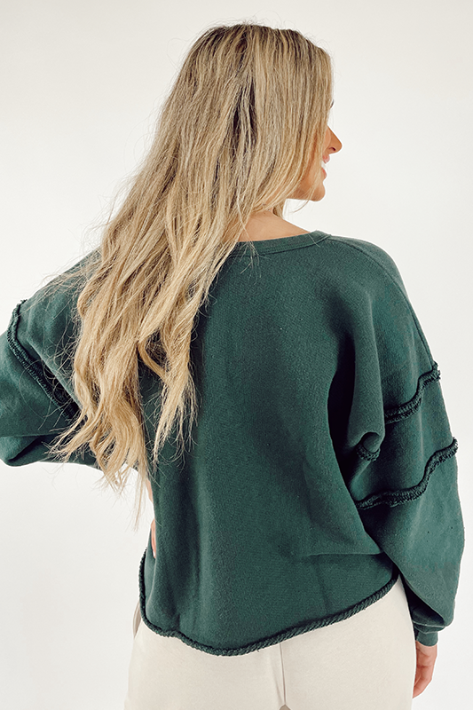 Project Social T: Daria Seamed V Neck Sweatshirt - Midnight Spruce