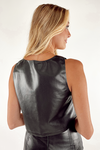 Buddy Love: Manning Leather Cropped Tank -Black