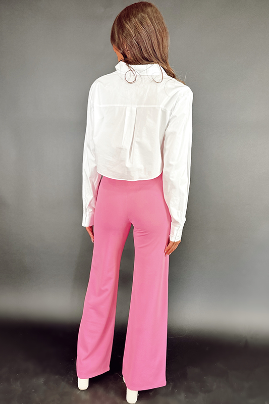 Add Some Flare Wide Leg Pants -Rose