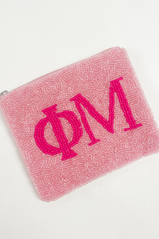 Social Statement: PHI MU Beaded Pouch