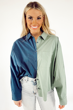 Pistola: Sloane Oversized Button Down Shirt -Ivy/Navy
