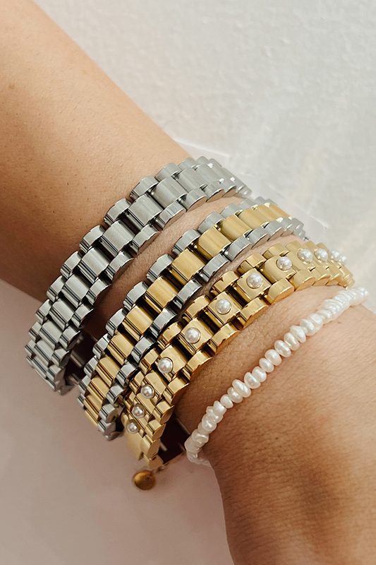HJane: Pearl Wristwatch Chain Bracelet