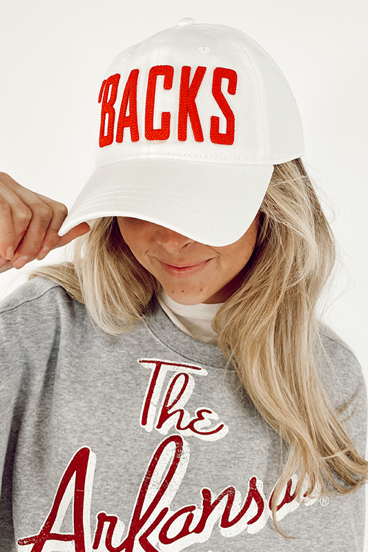 'BACKS Hat -White/Red Ball Cap